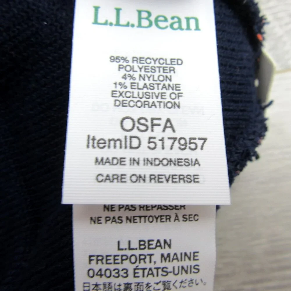L.L. Bean Pom Beanie Cap Unisex One Size Fit Navy Multi NEW - Picture 8 of 9